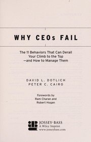 Cover of Why CEOs fail by David L. Dotlich