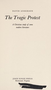 Cover of The tragic protest by Anderson, David