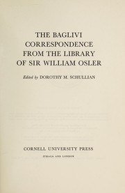 Cover of The Baglivi correspondence from the library of Sir William Osler by Giorgio Baglivi