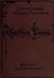 Front cover of Prose by Johann Wolfgang von Goethe