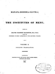 Cover of Mānavadharmaśāstra by Manu (Lawgiver)