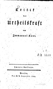 Front cover of Kritik der Urteilskraft by Immanuel Kant
