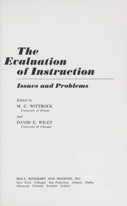 Front cover of The evaluation of instruction by Symposium on Problems in the Evaluation of Instruction (1967 : University of California, Los Angeles).