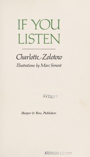 Front cover of If You Listen by Charlotte Zolotow