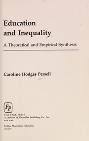Front cover of Education and inequality by Caroline Hodges Persell