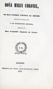 Cover of Doña María Coronel, o, No hay fuerza contra el honor by Cueto, Leopoldo Augusto de marques de Valmar
