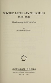 Front cover of Soviet literary theories, 1917-1934 by Herman Ermolaev