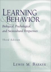 Cover of Learning and Behavior by Lewis M. Barker