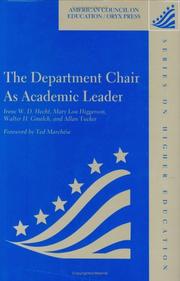 Front cover of The department chair as academic leader by Irene W. D. Hecht