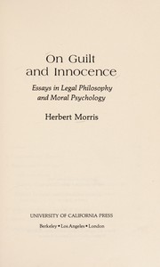 Cover of On guilt and innocence by Morris, Herbert