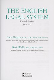 Front cover of The English legal system by Gary Slapper