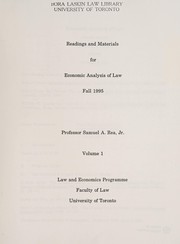 Front cover of Readings and materials for economic analysis of law by Samuel A. Rea