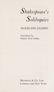 Cover of Shakespeare's soliloquies by Wolfgang Clemen