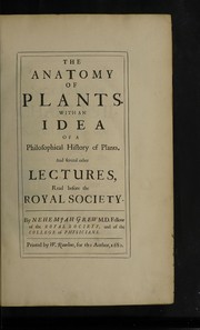 Cover of The anatomy of plants by Nehemiah Grew