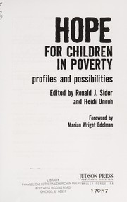 Front cover of Hope for children in poverty by Ronald J. Sider