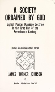 Front cover of A society ordained by God by James Turner Johnson