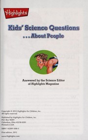 Front cover of Kids' science questions--about people by Unknown