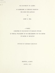 Front cover of An experiment in textbook selection for grade ten language by Bell, James B.