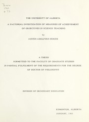 Front cover of A factorial investigation of measures of achievement of objectives in science teaching by Austin Adolphus Hukins