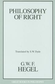 Front cover of Philosophy of Right (Great Books in Philosophy) by Georg Wilhelm Friedrich Hegel