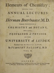 Front cover of Elements of chemistry, being the annual lectures of Herman Boerhaave by Herman Boerhaave