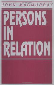 Cover of Persons in relation by Macmurray, John