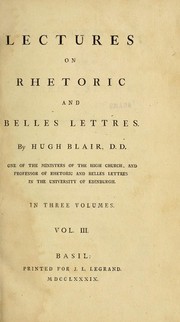 Cover of Lectures on rhetoric and belles lettres by Hugh Blair
