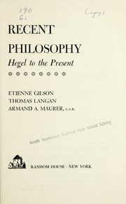 Cover of Recent philosophy by Étienne Gilson
