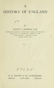 Cover of A history of England by Allen C. Thomas