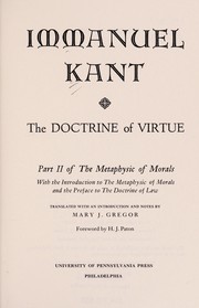 Front cover of The doctrine of virtue by Immanuel Kant