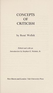 Front cover of Concepts of criticism by René Wellek