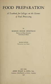 Front cover of Food preparation by Marion Deyoe Sweetman