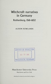 Front cover of WITCHCRAFT NARRATIVES IN GERMANY: ROTHENBURG, 1561-1652 by ALISON ROWLANDS