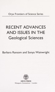 Front cover of Recent advances and issues in the geological sciences by Barbara Leigh Ransom