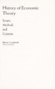 Front cover of History of economic theory by Harry Landreth