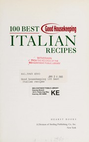 Front cover of 100 best Good housekeeping Italian recipes by Anne Wright