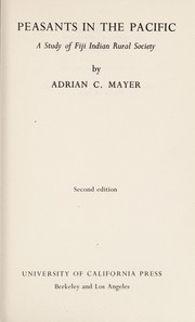 Front cover of Peasants in the Pacific by Adrian C. Mayer