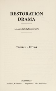Cover of Restoration drama by Taylor, Thomas J.