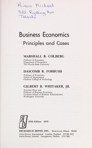 Front cover of Business economics by Marshall Rudolph Colberg