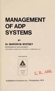 Front cover of Management of ADP systems by Marvin M. Wofsey