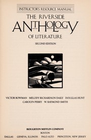 Front cover of The Riverside anthology of literature, second edition -- instructor's resource manual by Victor Bowman