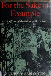 Front cover of For the sake of example by Anthony Babington