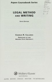 Cover of Legal method and writing by Charles R. Calleros