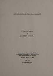 Front cover of Activism, teaching, and moral philosophy by Kenneth W. Grossman