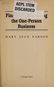 Front cover of Financially managing the one-person business by Mary Jean Parson
