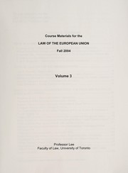 Cover of Course materials for the law of the European Union by Ian Bertrand Lee