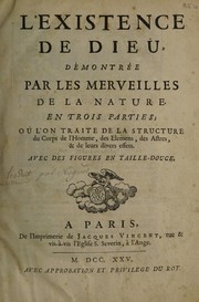Cover of L'existence de Dieu, démontrée par les merveilles de la nature by Bernard Nieuwentyt