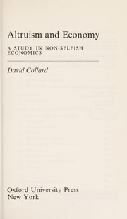 Front cover of Altruism and economy by David A. Collard