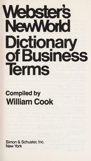 Front cover of Webster's new world dictionary of business terms by William Cook