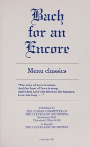 Front cover of Bach for an Encore by Junior Committee of the Cleveland Orches